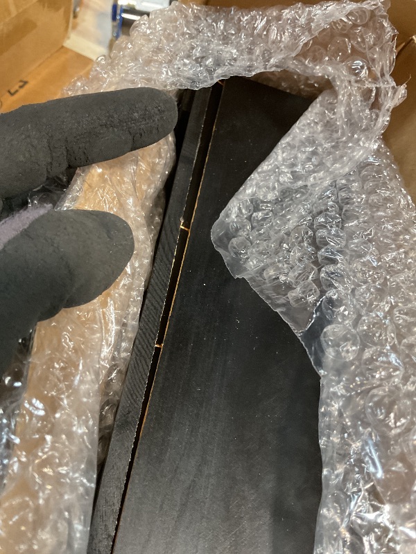 Photo 1 of **BACK IS LOOSE**Yeaqee 2 Pcs Wooden Leather Stackable Letter Trays 13 x 10.6inch Luxurious Surface Desk Letter Tray Heavy Paper Inbox Mail Organizer for Office Document Magazine Folder Desktop Accessories(Black)
