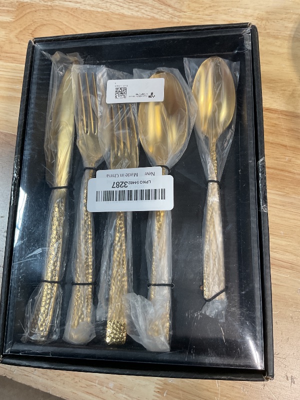 Photo 1 of 20-Piece Gold Heavy Duty 18/10 Stainless Steel Flatware Set, 4 Place Setting Including Knife, Fork, Spoon, Dishwasher Safe