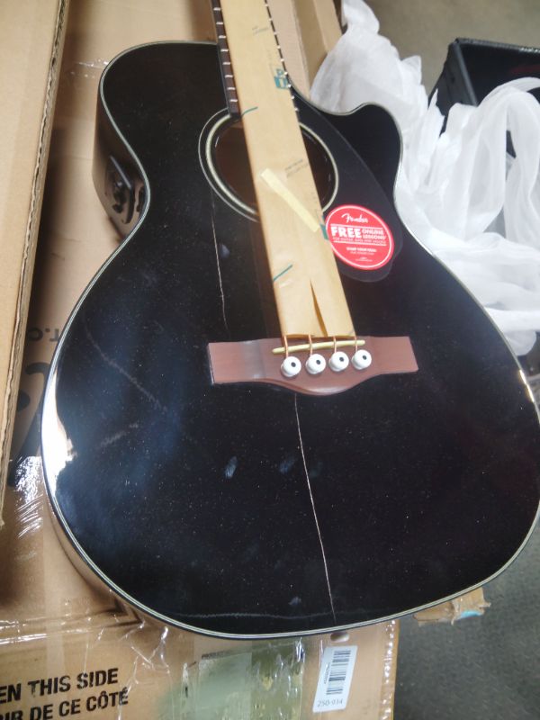 Photo 1 of ***HAS 2 CRACKS IN GUITAR BODY**** Fender Acoustic Bass Guitar 4-String with Fishman Bass Acoustic Guitar Pickup with Tuner and Equalizer, Classic Design with Rounded Walnut Fingerboard, Mahogany Construction, Spruce Top