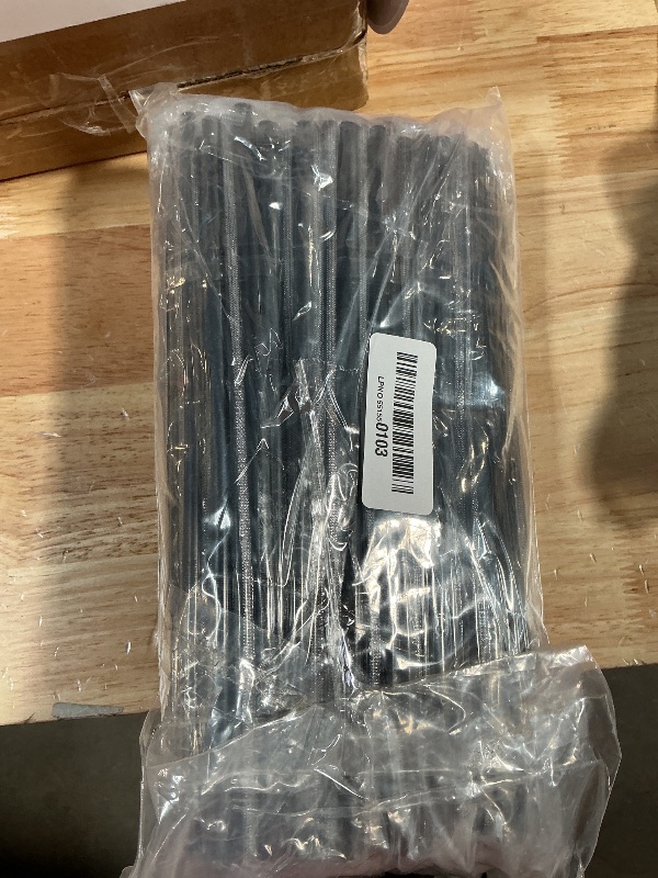 Photo 1 of 200 Pcs Individually Packaged Black Plastic Extra Long Flexible Disposable Drinking Straws.(0.23'' diameter and 10.2" long) (Black)