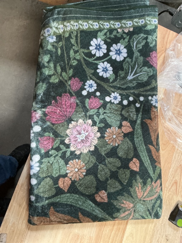 Photo 1 of **SMALLER IN PERSON*** Circle Floral Washable Rug Vintage Large Soft Boho Non-Slip Carpet Indoor Floor