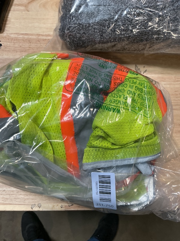 Photo 1 of ***  HEAVILY STAINED/ HAS BROKEN ZIPPER/ DIRTY***HYCOPROT Reflective Safety Vest High Visibility Heavy Duty Construction Vest with Padded Neck,Meets ANSI/ISEA Standard