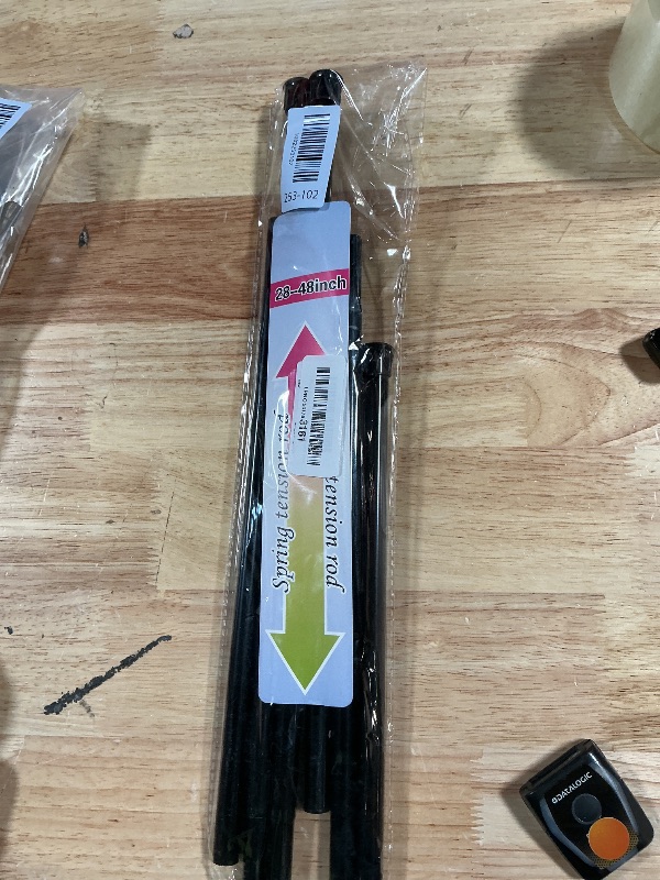 Photo 1 of 2 Pack Spring Tension Rods 28-48 Inches,5/8" Diameter Black Spring Load Adjustable Expandable,Small Tension Curtain Rod for Windows,Kitchen,Doorway,Bathroom,Cupboard Bars