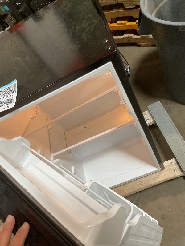 Photo 1 of ***PARTS ONLY***NON FUNCTIONAL***Midea MERM33S1ABB Mini Fridge, 3.3 Cu.ft Compact Fridge with Internal Light, Adjustable Thermostat, Reversible Door, Low Noise for Dorm, Office, Bedroom Black