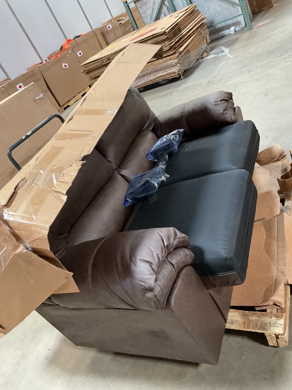 Photo 1 of **** DAMAGED UPHOLSTERY ***Signature Design by Ashley WalkerPoint Contemporary Loveseat with Removable Cushion, Dark Brown