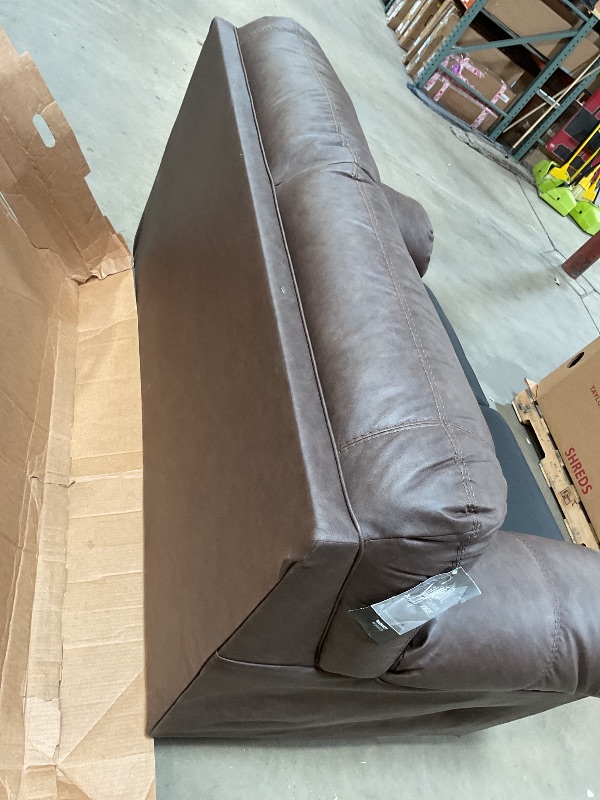 Photo 1 of **** DAMAGED UPHOLSTERY ***Signature Design by Ashley WalkerPoint Contemporary Loveseat with Removable Cushion, Dark Brown