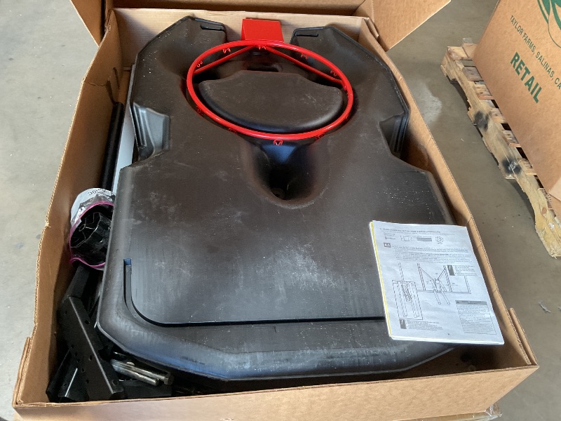 Photo 1 of *** USED/MINOR DAMAGE/UNKNOWN MISSING HARDWARE AND PARTS***Lifetime Portable Basketball Hoop, 50 Inch Shatterproof Fusion Backboard, Adjustable Height 8-10 Ft, Broomstick Adjust, Base with Wheels, Slam-It Rim