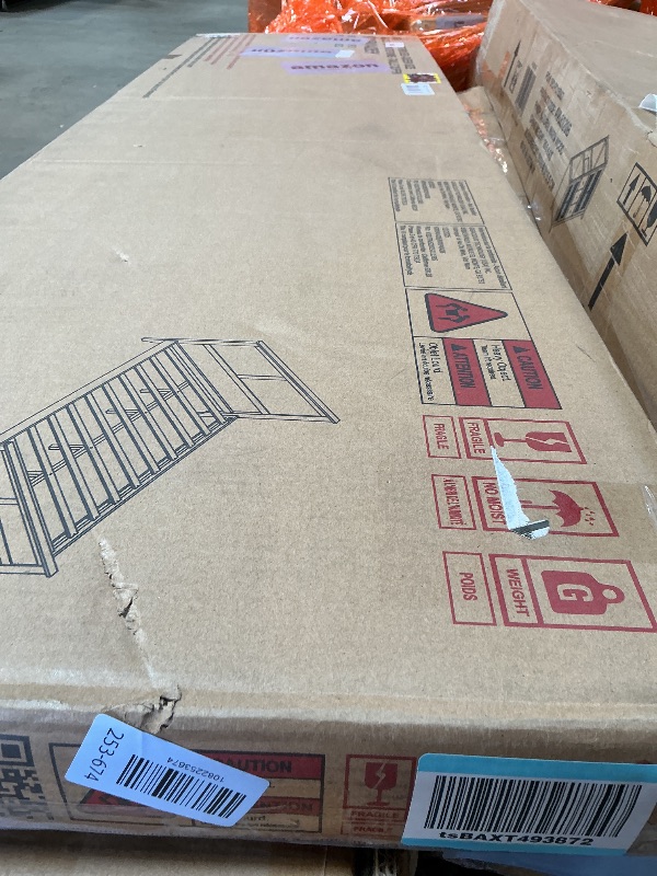 View 2 of **selling for parts as partial set. One box of two**Merax Modern Solid Wood Queen Size Platform Bed with Headboard,No Box Spring Needed,Easy Assembly,White