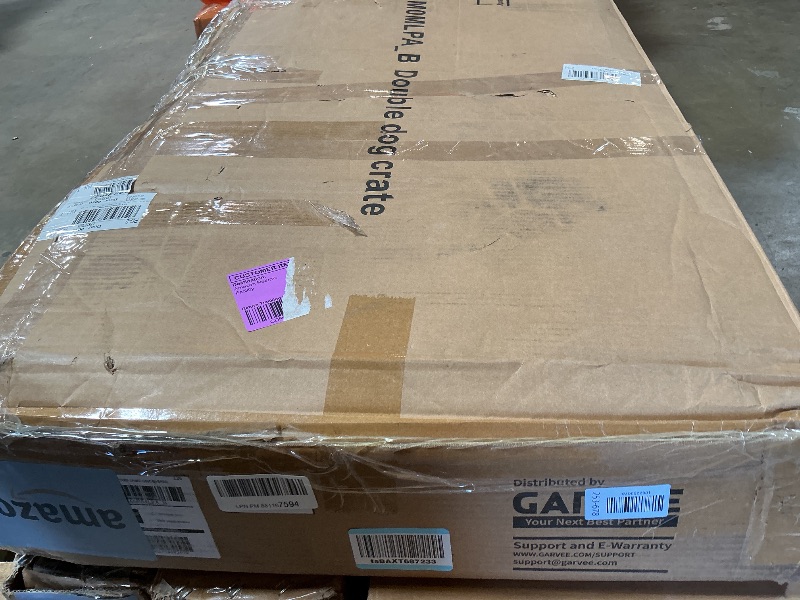 Photo 1 of ** selling as partial set. One box of two.**IDEALHOUSE 82” Large Dog Crate for 2 Dogs, Dog Kennel Indoor with 4 Drawers and Shelves, Double Dog Crate Furniture TV Stand, Wooden Dog Cage for Medium Large Dogs, Natural