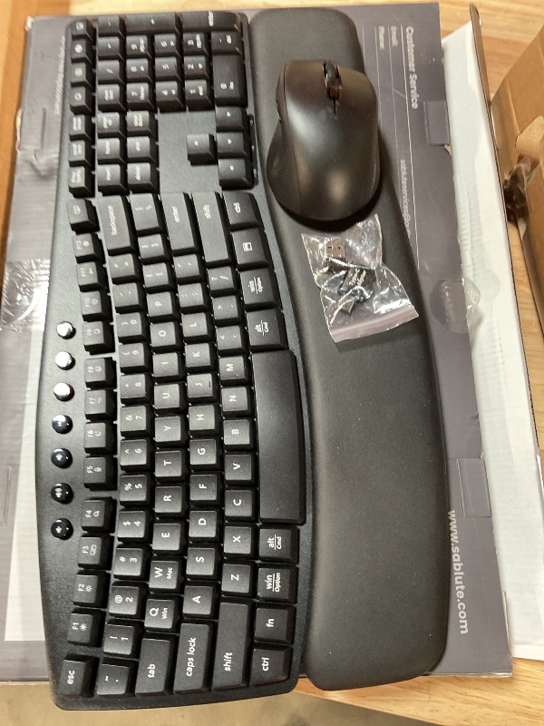 Photo 1 of *** NON-COMPATIBLE WITH MAC COMPUTERS*** Wireless Keyboard and Mouse Combo, SABLUTE MA41 30dB Quiet Ergonomic Wave Keyboard Set with Soft Leather Palm Rest, Dual-System Switch for Windows/Mac, Ideal for Business Teams Home Office