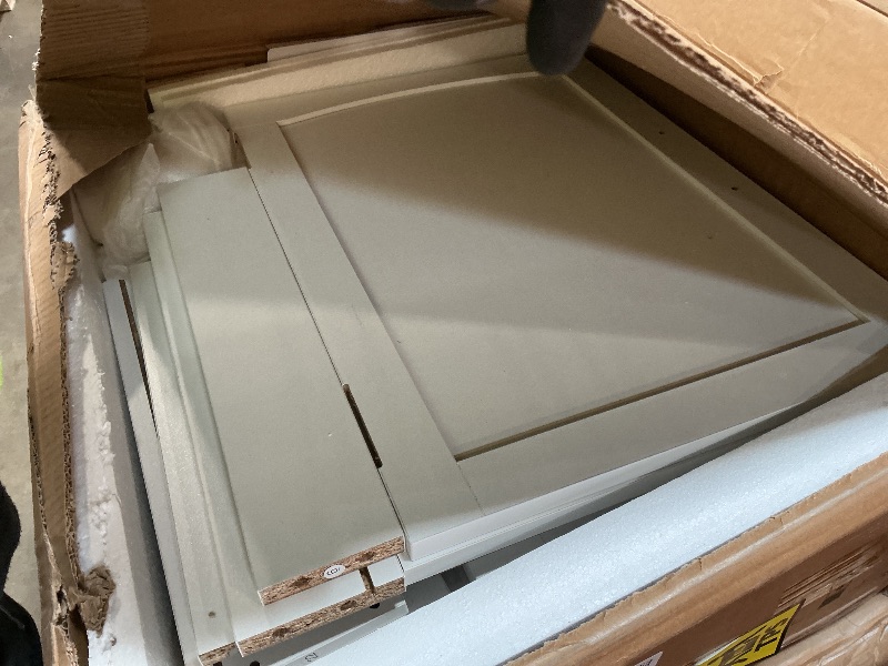 View 3 of **Selling for parts as partial set. One box of 2**Decofy 67" Farmhouse L Shaped Standing Desk with Drawers Home Office Executive Desks with Fast Charging Station, Lockable File Cabinet, Wood Writing Computer Desk for Work, Study, White