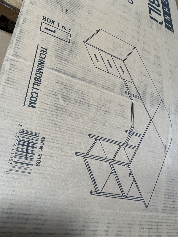 Photo 1 of **2 boxes**Techni Mobili L Shaped Desk - Two-Toned Computer Desk with Drawers & Storage Shelves - Simple Modern Furniture & Home Office Space Corner Table for Work & Writing