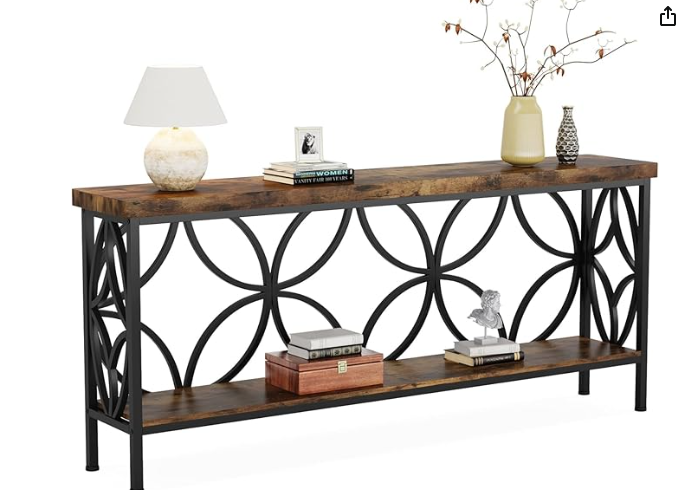 Photo 1 of ****MISSING HARDWARE****
LITTLE TREE Sofa Table, 70.9 Inch Industrial Behind Couch Table with Storage Shelves, Narrow Long Console Table for Entryway, Living Room, Foyer, Hallway, Office