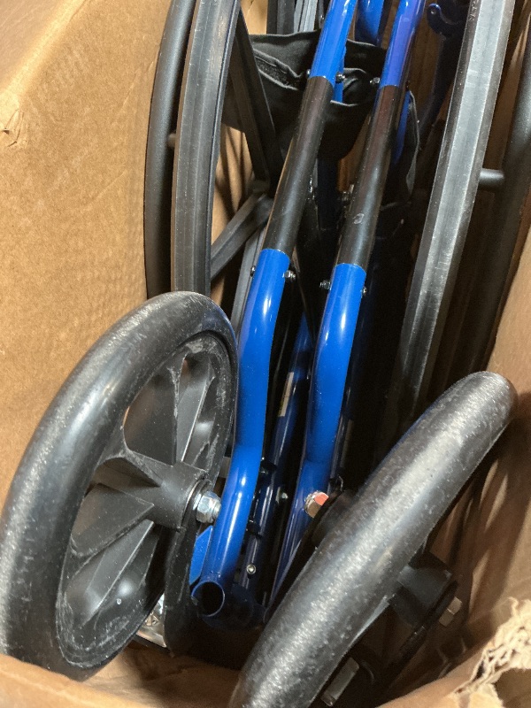 Photo 1 of ** dirt/scrapes **Drive Medical Blue Streak Lightweight Wheelchair - Portable Folding Mobility Aid - Swing-Away Footrests - Desk Arms - Durable Steel Frame - Easy Transport & Storage - 18-Inch Seat
