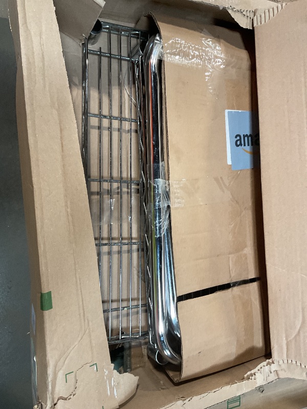 Photo 1 of ***RECOMEMDED FOR PARTS/ DAMAGED PIECES*** Finnhomy 2-Tier Commercial Grade Rolling Cart, Heavy Duty Utility Cart, Carts with Wheels and Handles, Kitchen Cart on Wheels, Metal Serving Cart with 700 lbs Capacity, Shelf Size 24" D x 48" W, NSF