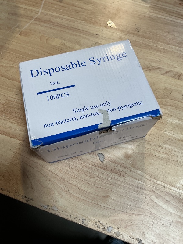 Photo 1 of 100 Pack 1ml 25 Gauge 1 inch Disposable Syringes with Needle 1cc Luer Slip Syringe for Scientific Lab Use, Individually Wrapped
