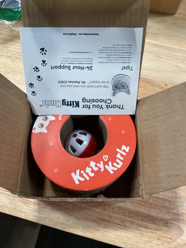 Photo 1 of ***RECOMENDED FOR PARTS / MISSING PIECES*** KITTY KURLZ Interactive Cat Toy with Rolling Ball, Shape-Shifting Cardboard Scratcher & Collapsible Scratch Pad Ring for Indoor Cats, Play, Lounge & EnrichmentLPNO556129676