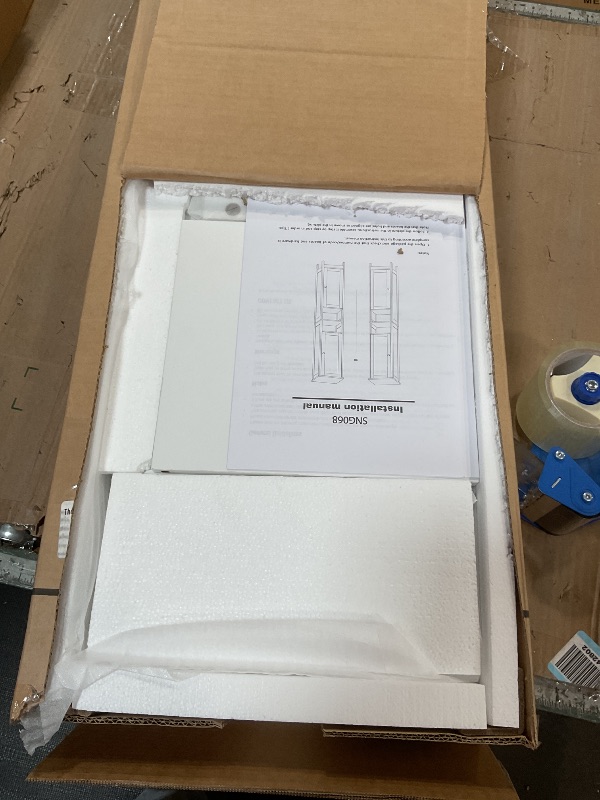 Photo 1 of ***MISSING HARDWARE*** TEENFON 67" Tall Bathroom Cabinet with Adjustable Shelves and Doors, Narrow Bathroom Storage Cabinet for Small Space, Living Room, Entryway, Kitchen, White