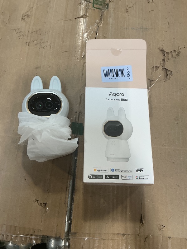 Photo 1 of *** MISSING POWER CORD. /UNTESTED *** Aqara 4K UHD Dual-Lens Matter Camera Hub G350, Indoor Security Camera 9X Zoom, 360° Pan & Tilt, AI Auto-Tracking, Face/Gesture Recognition, Works with Apple HomeKit, Alexa, Google Home, SmartThings
