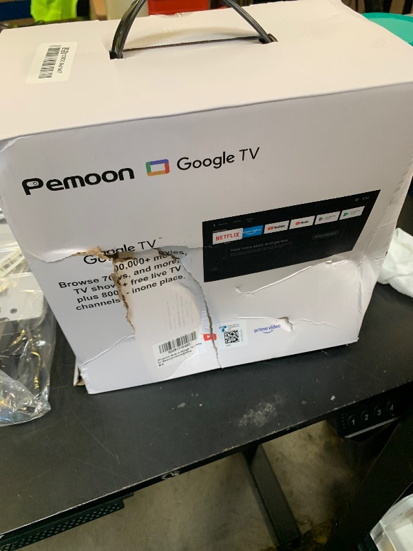 Photo 1 of Smart 4K Projector [Bundled with Google TV Stick] with WiFi and Bluetooth, 2500ANSI, Auto Lens Cap, Portable Outdoor Movie Projector with Built-in Apps Auto Focus for Ceiling/Home Theater/Bedroom