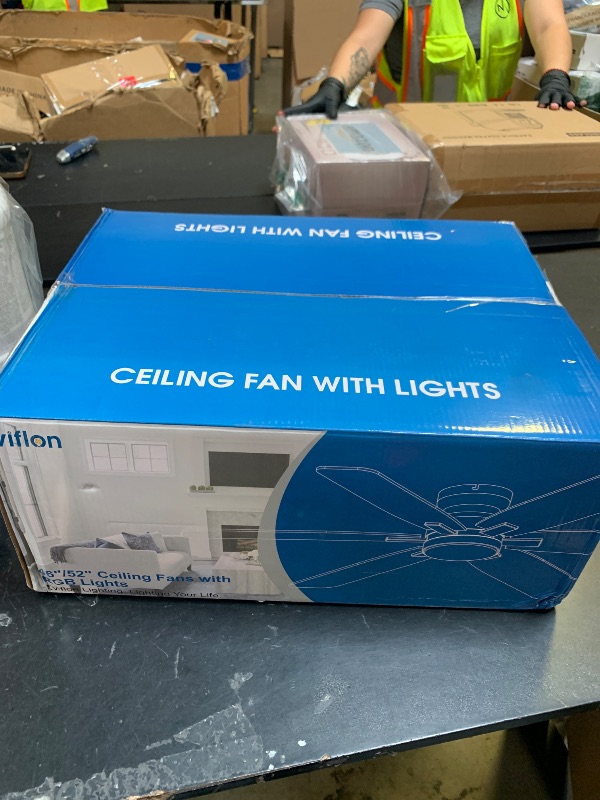 Photo 1 of Kviflon 52" Ceiling Fans with RGB Lights, Low Profile Ceiling Fan with Remote/APP Control, Flush Mount, Double-Sided 6 Reversible Blades, RGB+3CCT Dimmable Lights, Double Lampshade for Bedroom, Black