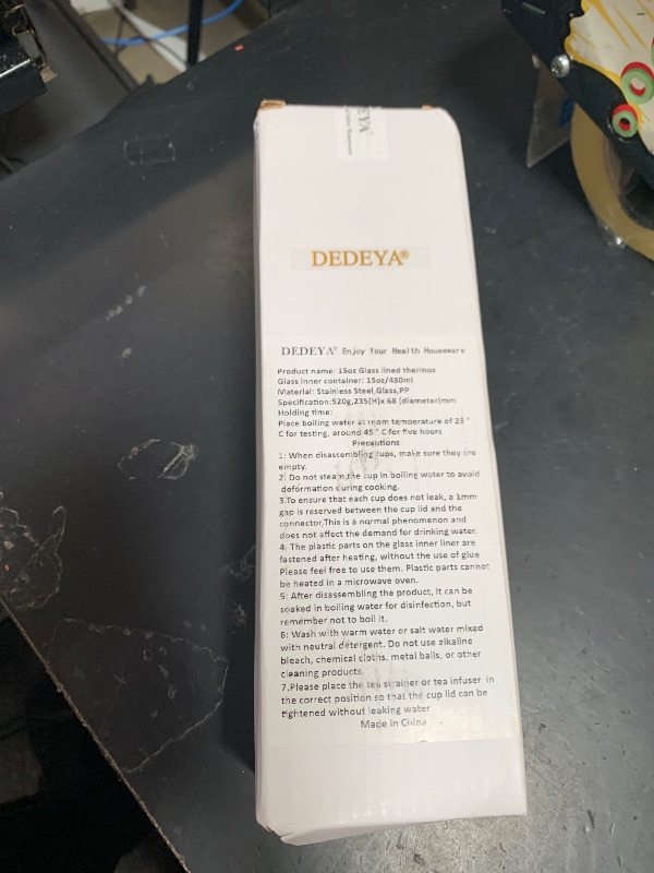 Photo 1 of DEDEYA 15oz glass lined thermos with Infuser for Hot and Cold drink