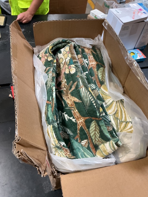 Photo 1 of Levtex Home - Ashika Quilt Set - Full/Queen Quilt and Two Standard Shams - Tropical - Green, Blush, Ochre, Grey and Cream - Quilt (88x92in.) and Shams (20x26in.) - Reversible - Cotton