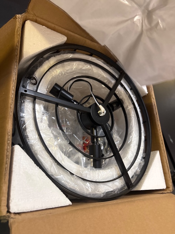 Photo 1 of WUZUPS Crystal Drum Chandelier Flushmount Ceiling Light Modern Lighting Fixture for Entry Hallway Kitchen Bathroom Bedroom, H 16.3'' x W 13'', E12 Base, Black