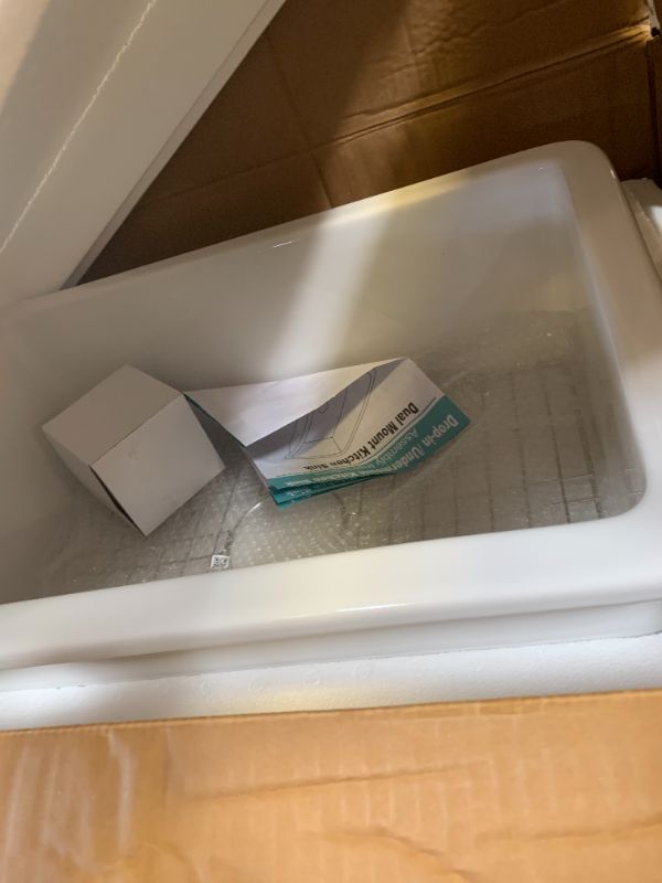 Photo 1 of HOMLYLINK 27" x 19" Fireclay Undermount or Drop In Kitchen Sink White