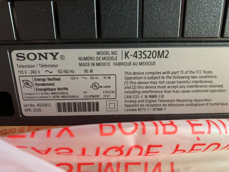 Photo 1 of Sony BRAVIA 2 II 43 Inch 4K Ultra HD LED Smart TV with Google TV and Exclusive Features for PlayStation®5 (K-43S20M2)