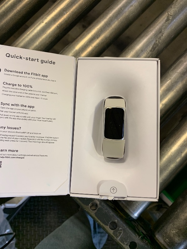 Photo 1 of Fitbit Charge 6 Fitness Tracker with Google Apps - Heart Rate on Exercise Equipment - 3-Month Google Health Premium Membership Included - Health Tools - Porcelain/Silver - Small&Large Bands Included