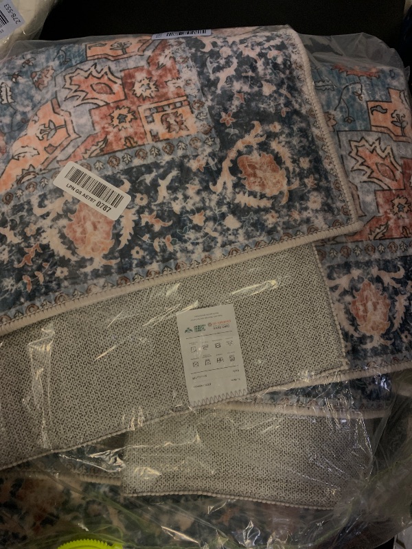 Photo 1 of SERISSA Runner Rug for Hallways, 2'6"x12' Washable Non Slip Kitchen Runner Rug, Extra Long Boho Rug Ultra Soft Vintage Blue Orange Floor Carpet for Bedroom Hallway Entryway Bathroom Laundry Room