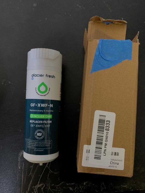 Photo 1 of GLACIER FRESH Water Filter Compatible with XWFE (Built-in CHIP), Replacement for GE XWFE, XWF Refrigerator Water Filter NSF/ANSI 42 Certification Pack of 1