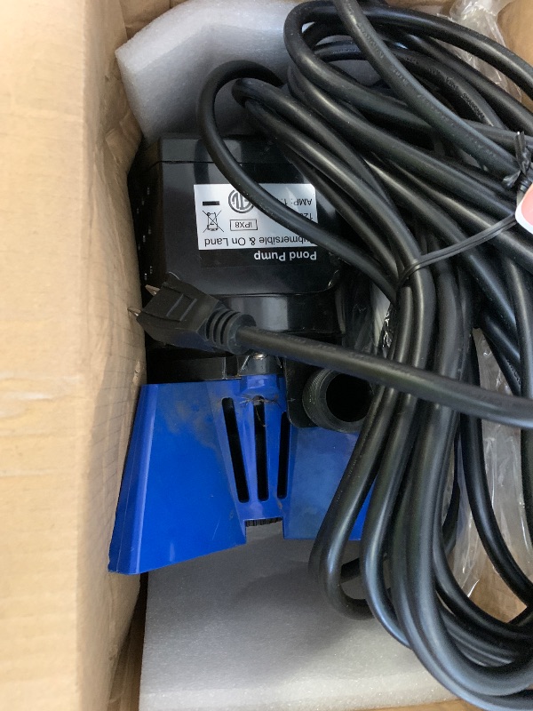 Photo 1 of DECOKTOOL 3200GPH Pond Pump, 200W Submersible Water Pump with 33FT Power Cord & Barrier Bag, 2 Hose Adapters, 20FT. Lift Height for Garden Ponds, Fountains, Waterfalls, Water Circulation (Blue)