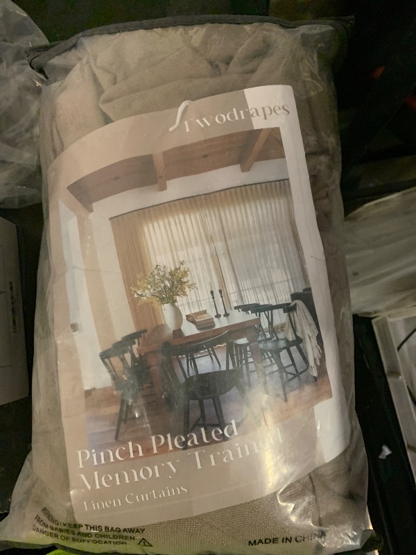 Photo 1 of Extra Long Light Brown Linen Curtains 120 Inches Long Tan Brown Coffee Latte Farmhouse Rustic Curtain Light Filtering Semi Sheer Back Tab Pinch Pleat Curtain for Tall Ceiling Living Room 2 Panels