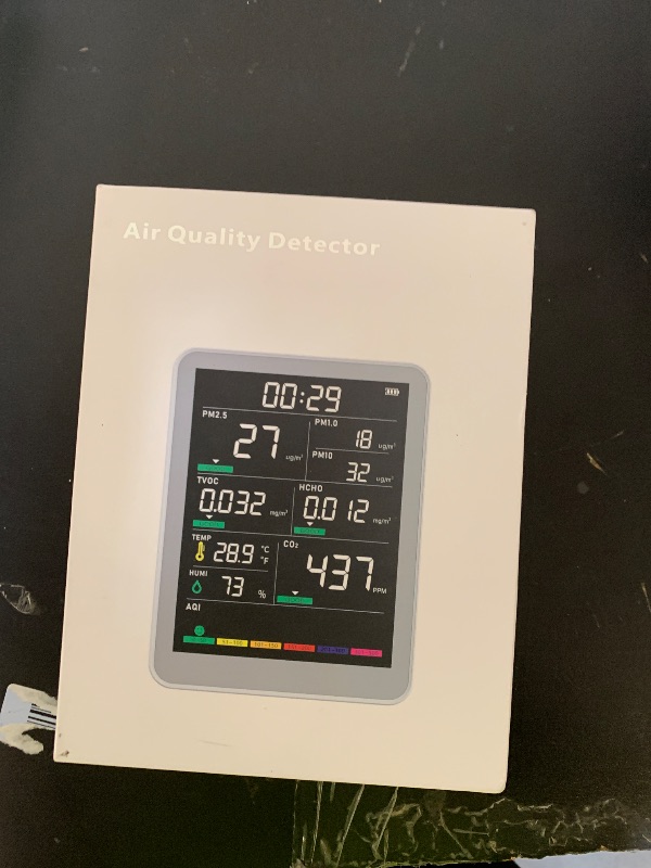 Photo 1 of Professional Indoor Air Quality Monitor with AQI Alerts, Portable Real-Time Detector for Home, Car, Plants & Pets (Ivory White)