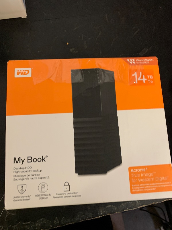 Photo 1 of WD 14TB My Book Desktop External Hard Drive, USB 3.0, External HDD with Password Protection and Backup Software - WDBBGB0140HBK-NESN