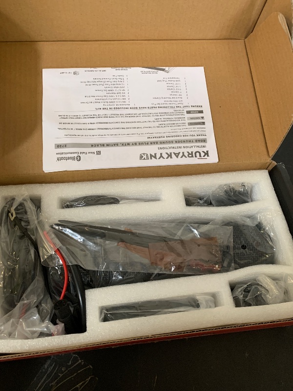 Photo 1 of Kuryakyn 2720 MTX Road Thunder Weather Resistant Motorcycle Sound Bar Plus: 300 Watt Handlebar Mounted Audio Speakers with Bluetooth, USB Power Charger, Satin Black
