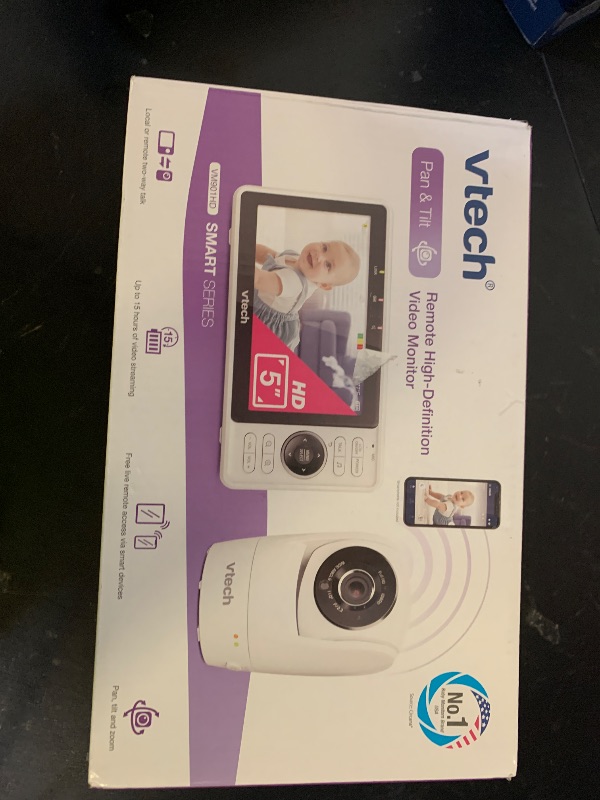 Photo 1 of VTech Smart WiFi Baby Monitor – See Your Baby at Home or from Anywhere, Free App, 1080p Camera, 5" Screen, Pan-Tilt-Zoom, Night Vision, Two-Way Talk | VM901