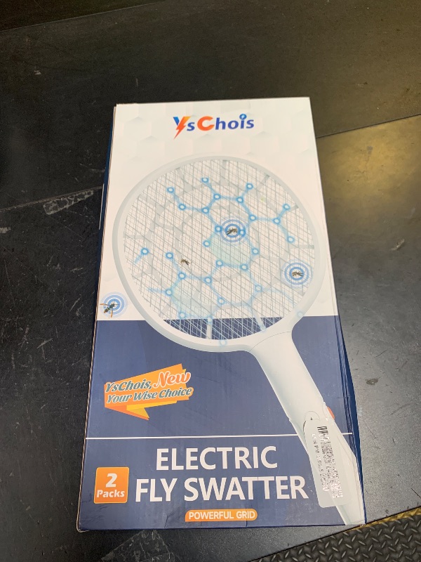 Photo 1 of YsChois Electric Fly Swatter, Bug Zapper Companion, Mosquito Killer Racket | Gold Zone Voltage, 3mm Mesh, Apple-Like Weight, AA Battery Operated (not incl), Pro Swat Tips for Indoor & Outdoor, 2 Packs