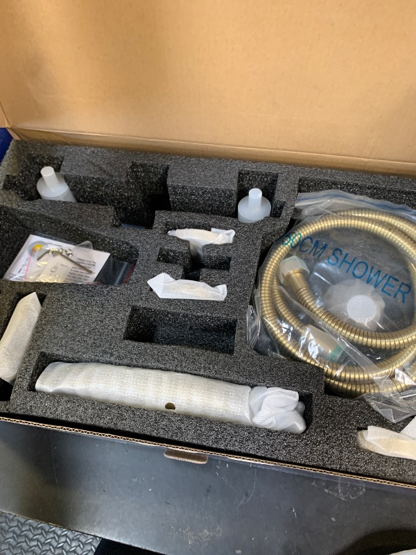 Photo 1 of 2 Handle Shower Faucet Shower System Complete 2 in 1 Shower Combo Set with Handheld Showerhead Shower Trim Kit Wall Mounted Shower Fixtures Brushed Gold