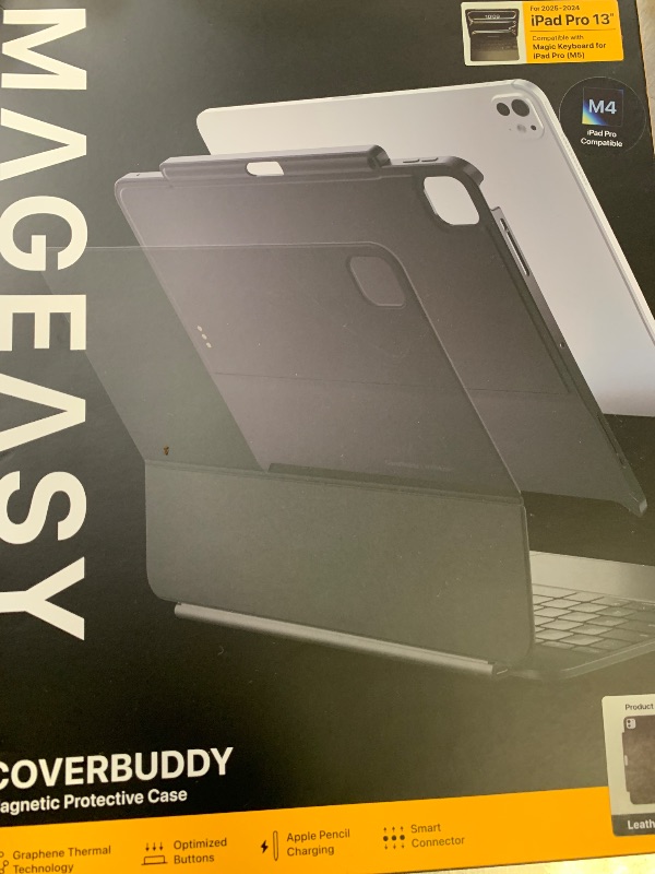 Photo 1 of MAGEASY CoverBuddy iPad Case that Fits Magic Keyboard for iPad Pro 13” (M5 2025 / M4 2024) Magic Keyboard Compatible iPad case with Graphene Heat Dissipation & Pencil Holder (Leather Black 5.05)