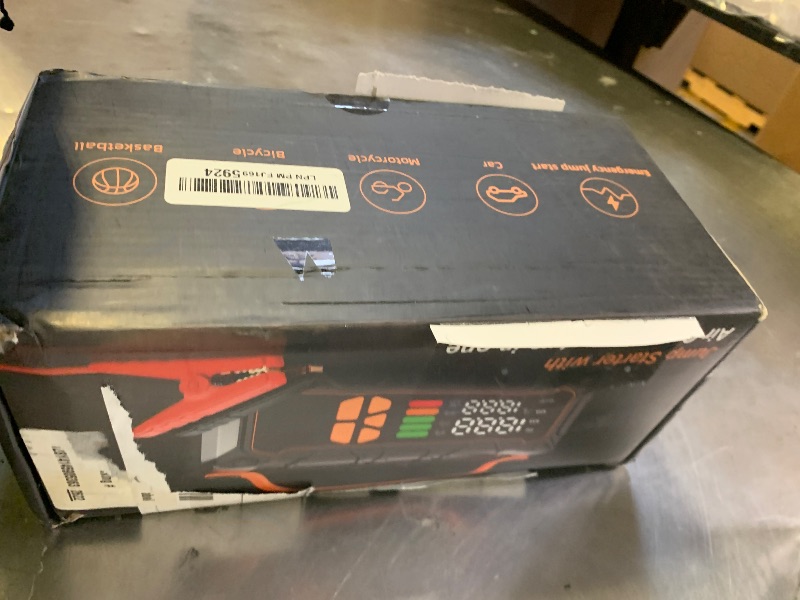 Photo 1 of Battery Jumper Starter Portable, Jump Starter with Air Compressor-4000A 12V (7.0L Gas/ 6.0L Diesel) with 160PSI Tire Inflator, 10000mAh Jump Box Car Battery Jump Starter, Jumper Cables, LED Light