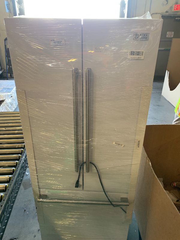 Photo 1 of BLACK+DECKER 16 Cu. Ft. French Door Refrigerator with Built-in Ice Maker, Full Size Refrigerator with Bottom Mount Freezer Drawer, ENERGY STAR certified, White