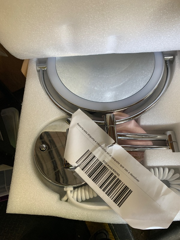 Photo 1 of Benbilry 9" Large Wall Mounted Lighted Makeup Mirror, 1X/10X Magnifying 2-Sided AC Plug-in Powered Bathroom Mirror with 3 Color Lights, Touch Dimmable, Extended Arm 360° Rotation, ?Silver?