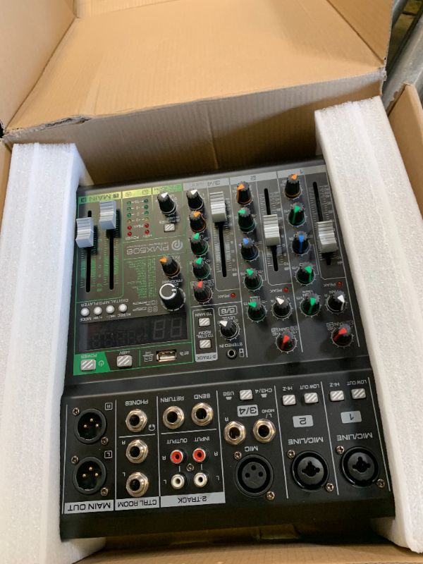 Photo 1 of Pyle 6 Channel Audio Mixer - 2 XLR Combo Mic Inputs, Bluetooth Studio Mixer/DJ Controller with DSP Digital Effects, USB-A In with MP3 Player, PC Recording, LED Level Meter, Smooth Dials and Faders