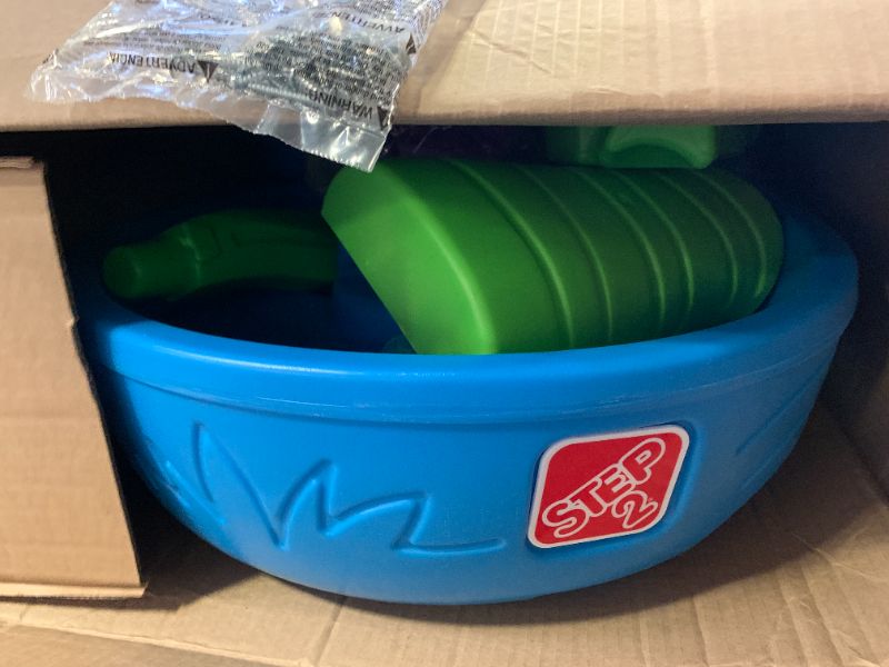 Photo 1 of Step2 Rain Showers Splash Pond Water Table for Kids with Cover, Toddler Outdoor Sensory Playset, 13 Accessories, Blue and Green, Ages 18 Months+