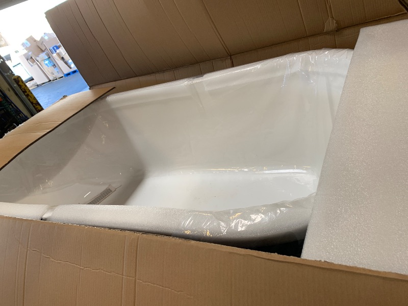 Photo 1 of 67'' Acrylic Freestanding Bathtub, Extra-Deep Soaking Free Standing Tub for Luxurious Bathing Experience, with Chrome Drain, for Main Bathroom, Black & White