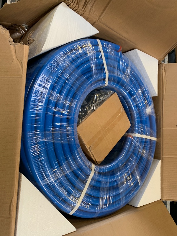 Photo 1 of FIDEURSUS Compressed Air Piping System with 3/4 Inch ID x 300 feet HDPE Tubing & Aluminum Outlet Blocks for Garage Connect Air Compressor Line Kit Accessories for Shop | 200 PSI | 53PCS |9130