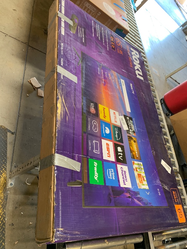Photo 1 of Roku 65-Inch Smart TV 2026 – Select Series, 4K QLED TV TV (slight crack in screen) 